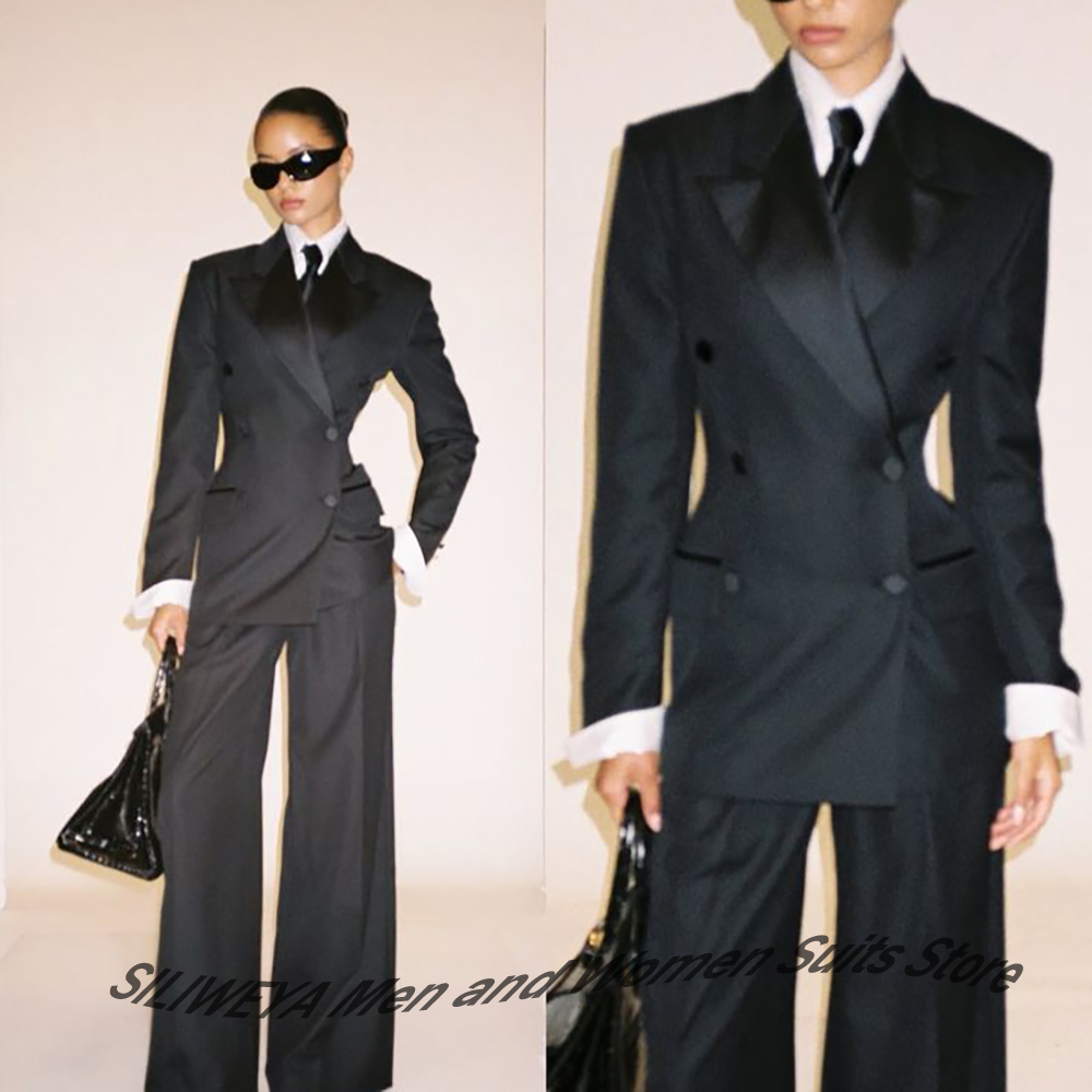 Women'S Elegant Formal Wear - Abito doppiopetto nero da donna professionale