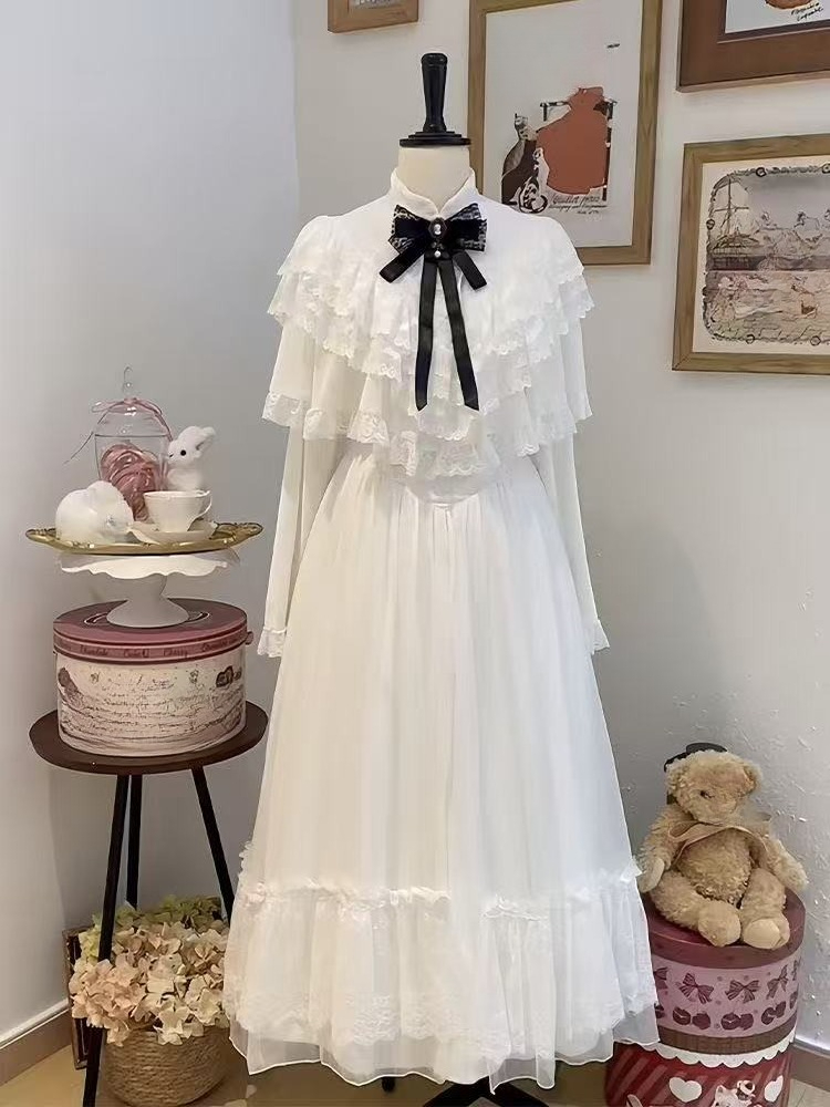 Women'S Elegant Formal Wear - Abito giapponese in pizzo con fiocco