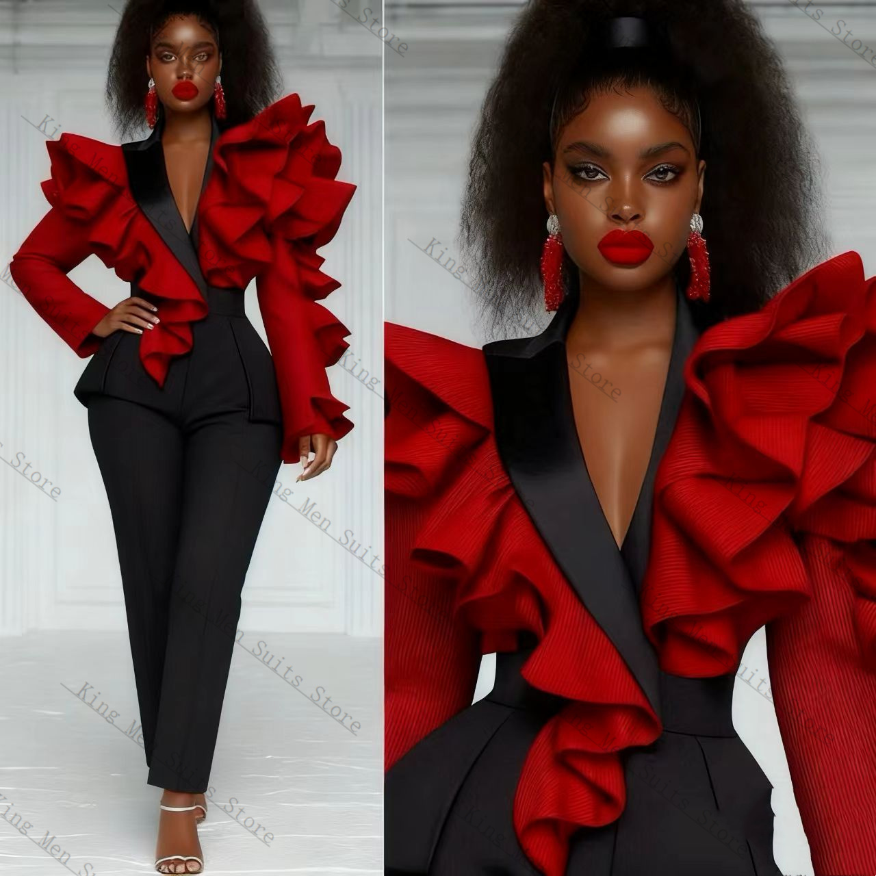 Abito da donna rosso nero Set  - Women'S Formal Wear For A Wedding Guest recensione e prezzo
