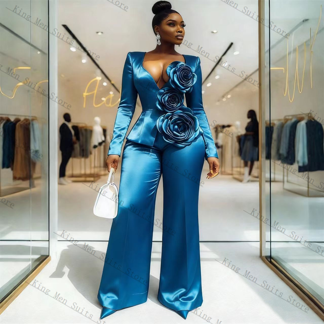 Completo da Donna in Raso Blu  - Women'S Formal Wear For A Wedding Guest recensione e prezzo