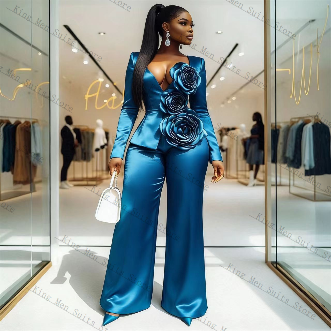 Completo da Donna in Raso Blu  - Women'S Formal Wear For A Wedding Guest recensione e prezzo